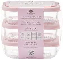 Glass Food Storage Containers with Lids — 6 Piece — 17.6 oz Glass with BPA-Free Leak Resistant Stackable Lids — Microwave, Oven & Dishwasher Safe — Ideal for Meal Prep & More - Berry Blush
