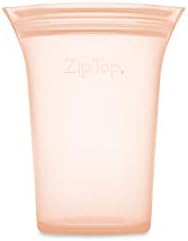 Zip Top Reusable Food Storage Bags | Small Cup [Peach] | Silicone Meal Prep Container | Microwave, Dishwasher and Freezer Safe | Made in the USA