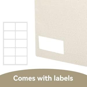 Large 42 Quarts Collapsible Stackable Storage Bins Cube with Lids [3-Pack] Foldable Fabric Linen Storage Boxes, Closet Organizer Baskets with Label for Home (16.7 x 12 x 12, Beige)