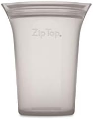 Zip Top Reusable Food Storage Bags | Small Cup [Gray] | Silicone Meal Prep Container | Microwave, Dishwasher and Freezer Safe | Made in the USA