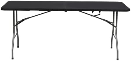 SKONYON 6ft Folding Table for Indoor Outdoor Use – Heavy Duty Foldable Table with Carry Handle Portable Tables Folding for Events, Camping, Picnics, Workstations, Banquets, BBQs (Black,3ft)