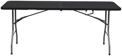 SKONYON 6ft Folding Table for Indoor Outdoor Use – Heavy Duty Foldable Table with Carry Handle Portable Tables Folding for Events, Camping, Picnics, Workstations, Banquets, BBQs (Black,3ft)