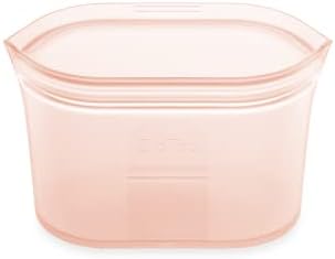 Zip Top Reusable Food Storage Bags | Small Dish [Peach] | Silicone Meal Prep Container | Microwave, Dishwasher and Freezer Safe | Made in the USA