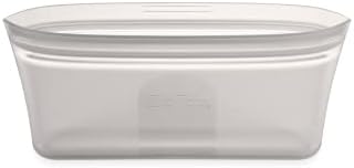 Zip Top Reusable Food Storage Bags | Snack Bag [Gray] | Silicone Meal Prep Container | Microwave, Dishwasher and Freezer Safe | Made in the USA