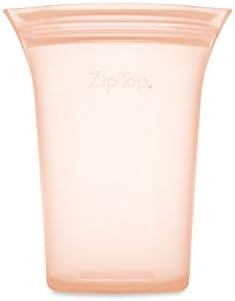 Zip Top Reusable Food Storage Bags | Medium Cup [Peach] | Silicone Meal Prep Container | Microwave, Dishwasher and Freezer Safe | Made in the USA