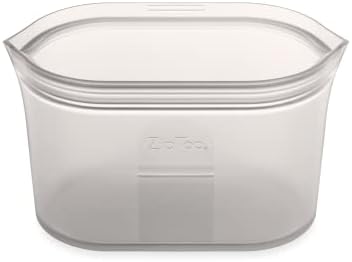 Zip Top Reusable Food Storage Bags | Medium Dish [Gray] | Silicone Meal Prep Container | Microwave, Dishwasher and Freezer Safe | Made in the USA