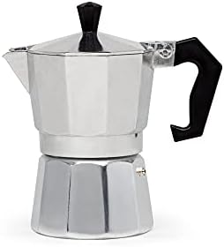 Primula Classic Stovetop Espresso and Coffee Maker, Moka Pot for Italian and Cuban Café Brewing, Greca Coffee Maker, Cafeteras, 3 Espresso Cups, Silver