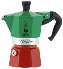 Bialetti Moka Express Iconic Italian Stovetop Espresso Maker (Green/Red, Makes 1/2 Cups)