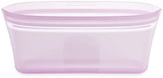 Zip Top Reusable Food Storage Bags | Snack Bag [Lavender] | Silicone Meal Prep Container | Microwave, Dishwasher and Freezer Safe | Made in the USA