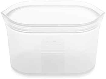 Zip Top Reusable Food Storage Bags | Medium Dish [Frost] | Silicone Meal Prep Container | Microwave, Dishwasher and Freezer Safe | Made in the USA