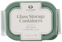 DURA LIVING Glass Food Storage Containers with Lids — 6 Piece — 10.5 oz Glass with BPA-Free Leak Resistant Stackable Lids — Microwave, Oven & Dishwasher Safe — Ideal for Meal Prep & More - Soft Sage