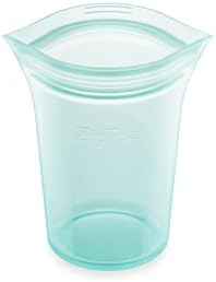 Zip Top Reusable Food Storage Bags | Small Cup [Teal] | Silicone Meal Prep Container | Microwave, Dishwasher and Freezer Safe | Made in the USA