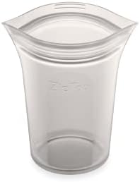 Zip Top Reusable Food Storage Bags | Small Cup [Gray] | Silicone Meal Prep Container | Microwave, Dishwasher and Freezer Safe | Made in the USA