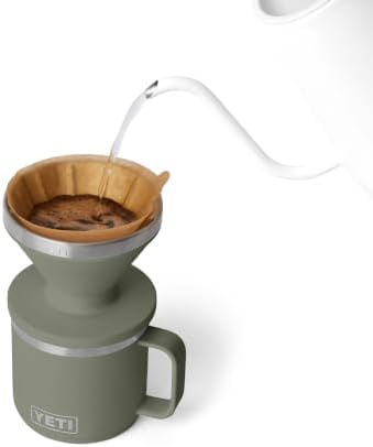 YETI Pour Over Coffee Maker Accessory Ramblers, Designed for Perfect Coffee Extraction Anywhere, Stainless Steel, fits any V60 Filter, Pampa Green