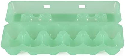 Tuff Stuff TS-ETS12 Reusable Carrier Washable Storage Container Empty Plastic Chicken Egg Carton Tray with Lid, 12 Eggs, Green