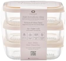 Glass Food Storage Containers with Lids — 6 Piece — 17.6 oz Glass with BPA-Free Leak Resistant Stackable Lids — Microwave, Oven & Dishwasher Safe — Ideal for Meal Prep & More - Vanilla Mist