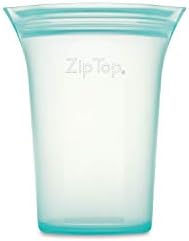 Zip Top Reusable Food Storage Bags | Small Cup [Teal] | Silicone Meal Prep Container | Microwave, Dishwasher and Freezer Safe | Made in the USA