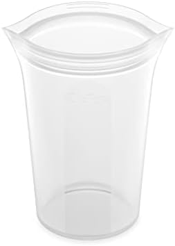 Zip Top Reusable Food Storage Bags | Large Cup [Frost] | Silicone Meal Prep Container | Microwave, Dishwasher and Freezer Safe | Made in the USA