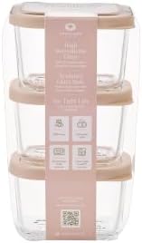 Glass Food Storage Containers with Lids — 6 Piece — 10.5 oz Glass with BPA-Free Leak Resistant Stackable Lids — Microwave, Oven & Dishwasher Safe — Ideal for Meal Prep & More - Cashew Cream