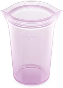 Zip Top Reusable Food Storage Bags | Medium Cup [Lavender] | Silicone Meal Prep Container | Microwave, Dishwasher and Freezer Safe | Made in the USA