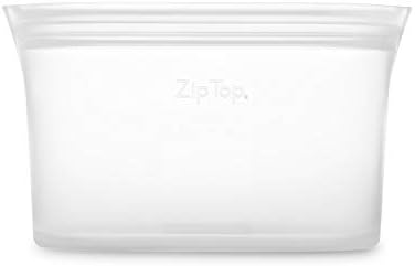 Zip Top Reusable Food Storage Bags | Medium Dish [Frost] | Silicone Meal Prep Container | Microwave, Dishwasher and Freezer Safe | Made in the USA