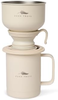 Pour over coffee maker, 12 oz insulated mug with lid, stainless steel reusable coffee filter, BPA-Free, (Cream)
