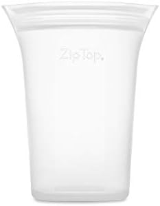 Zip Top Reusable Food Storage Bags | Medium Cup [Frost] | Silicone Meal Prep Container | Microwave, Dishwasher and Freezer Safe | Made in The USA