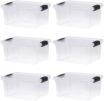 Superio 6.6 Quart Clear Plastic Storage Boxes with Lids, Stackable Organizer Containers, BPA-Free Storage Bins for Home, Office, School & Dorm, 6 Pack