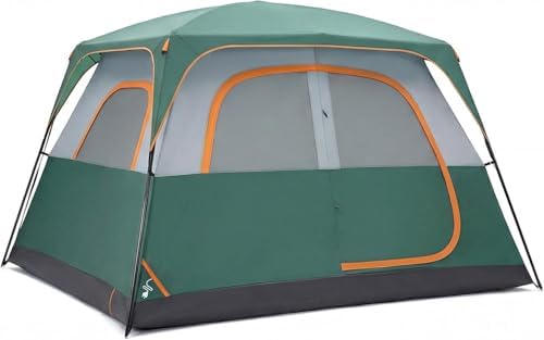 Simple Deluxe 2/4/6/8 Person Cabin Tents for Camping, Outdoor Tent 5-Minute Quick Setup with Mesh Doors, Windows, Waterproof & Sturdy Poles, Ideal for Family Camping, Hiking Outdoor Use