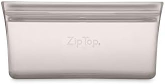 Zip Top Reusable Food Storage Bags | Snack Bag [Gray] | Silicone Meal Prep Container | Microwave, Dishwasher and Freezer Safe | Made in the USA