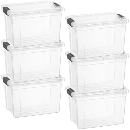 Superio 4.75 Quart Clear Plastic Storage Boxes with Lids, Stackable Organizer Containers, BPA-Free Storage Bins for Home, Office, School & Dorm, 6 Pack