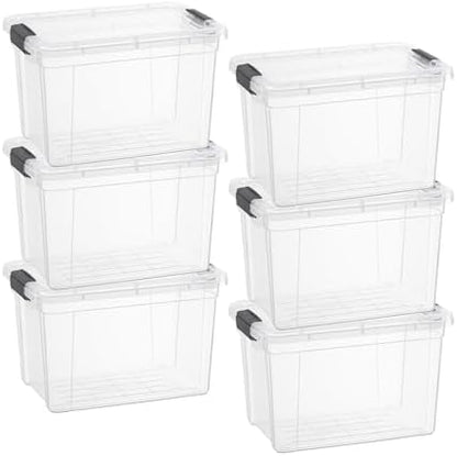 Superio 4.75 Quart Clear Plastic Storage Boxes with Lids, Stackable Organizer Containers, BPA-Free Storage Bins for Home, Office, School & Dorm, 6 Pack