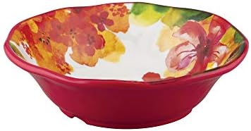 UPware 12 Piece Pink Floral Melamine Dinnerware Sets, Outdoor Dishes Set, Plates and Bowls Sets, Service for 4, Multicolor