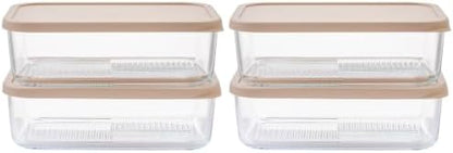 8-Piece Airtight Borosilicate Glass Food Storage Set with Snap Lids, 4 x 57.5oz Cashew Cream by Container Culture by DuraLiving
