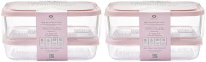 Glass Food Storage Containers with Lids — 12 Piece — 26.5 oz & 40.57 oz Glass with BPA-Free Leak Resistant Stackable Lids — Microwave, Oven & Dishwasher Safe — Ideal for Meal Prep & More Berry Blush