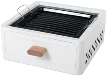 Portable Charcoal BBQ Grill Stove – Smokeless Outdoor Cooking for Camping & Tailgating, Yakitori Grill, Skewers, Easy Drawer Style, Pan and Grill Included