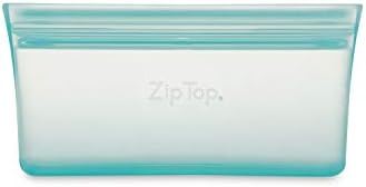 Zip Top Reusable Food Storage Bags | Snack Bag [Teal] | Silicone Meal Prep Container | Microwave, Dishwasher and Freezer Safe | Made in the USA