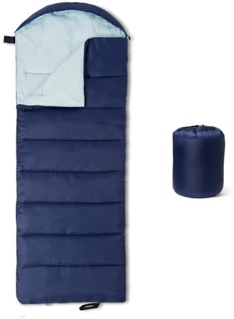 Amazon Basics Sleeping Bags for Adults, Camping Essentials, 3 Season Warm & Cool Weather