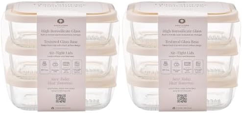 Glass Food Storage Containers with Lids — 12 Piece — 17.6 oz Glass with BPA-Free Leak Resistant Stackable Lids — Microwave, Oven & Dishwasher Safe — Ideal for Meal Prep & More - Vanilla Mist