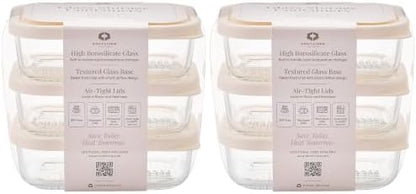 Glass Food Storage Containers with Lids — 12 Piece — 17.6 oz Glass with BPA-Free Leak Resistant Stackable Lids — Microwave, Oven & Dishwasher Safe — Ideal for Meal Prep & More - Vanilla Mist
