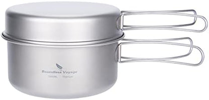 iBasingo Titanium Camping Cookware Ultralight Backpacking Pot Pan Set