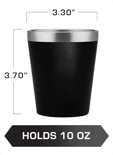 COLETTI Bozeman & Scouts Coffee Serving Sets — Percolator Coffee Pot Camping Coffee Maker & Double Walled Stainless Steel Cups — NO Aluminum or Plastic [9 Cup Percolator, 10 oz Cups] (Black)