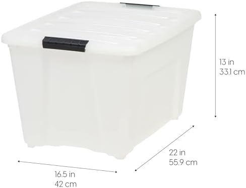 IRIS USA 8 Pack 54 Qt Storage Bin Plastic Gasket Box, Tight Latching Lids, Pearl