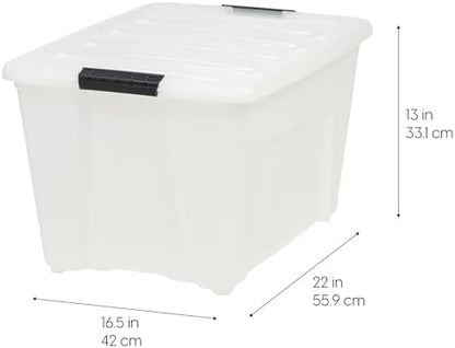 IRIS USA 8 Pack 54 Qt Storage Bin Plastic Gasket Box, Tight Latching Lids, Pearl