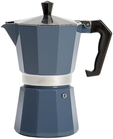 Primula Classic Moka Pot Stovetop Espresso and Coffee Maker, Italian and Cuban Cafetera for Rich Espresso Brewing, Durable Aluminum Greca Coffee Maker with Easy Grip Handle, 6-Cup, Blue