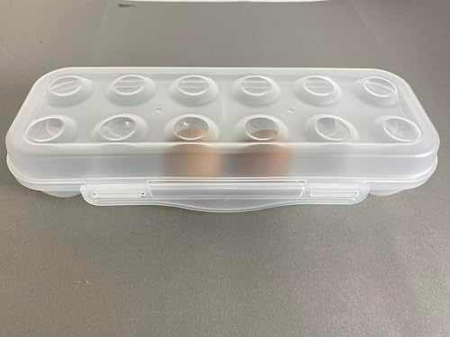 ZeQi 12Grid Shatterproof Transparent Egg Container, Food Grade PP Reusable Egg Holder for Fridge, Kitchen Storage, Camping & Outdoor Use
