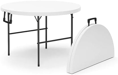 2 PACK of 3.5 Feet Circular Round Foldable Table with Built in Handle & Steel Legs | Heavy Duty Portable | Perfect for Party, Dining, Wedding, Events, Picnic Indoor, Outdoor, Camping, Utility