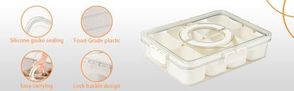 Snackle Box Container Meal Prep Divided Portion Serving Platters and Trays with Lid Handle Reusable Vacation Camping Travel Beach Essentials Food Fruit Veggie Organizers and Storage for Fridge
