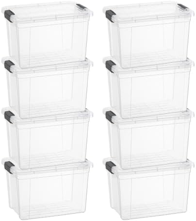 Superio 2.5 Quart Clear Plastic Storage Boxes with Lids, Stackable Organizer Containers, BPA-Free Storage Bins for Home, Office, School & Dorm, 8 Pack