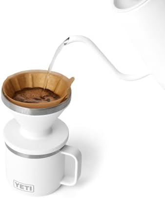 YETI Pour Over Coffee Maker Accessory Ramblers, Designed for Perfect Coffee Extraction Anywhere, Stainless Steel, fits any V60 Filter, White